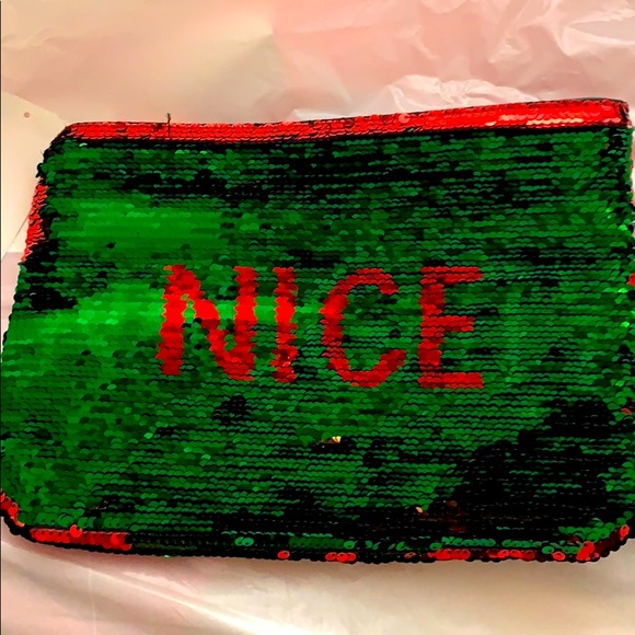 🎅NAUGHTY-NICE🎅Sequin 2-WAY Pouch🎅 - Picture 4 of 7